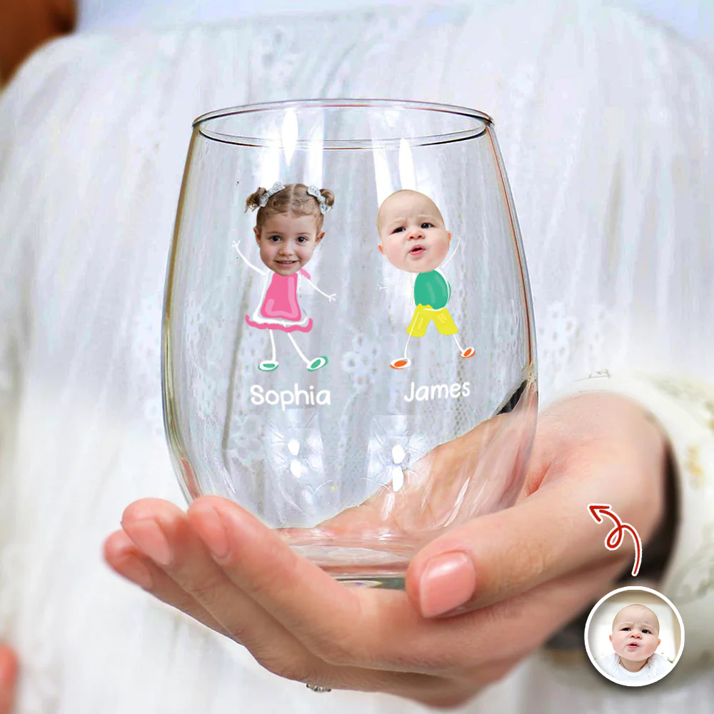 Custom Funny Face Wine Because Raising Tiny Humans Ain’t Easy Wine Glass TH10 169085 - Image 3