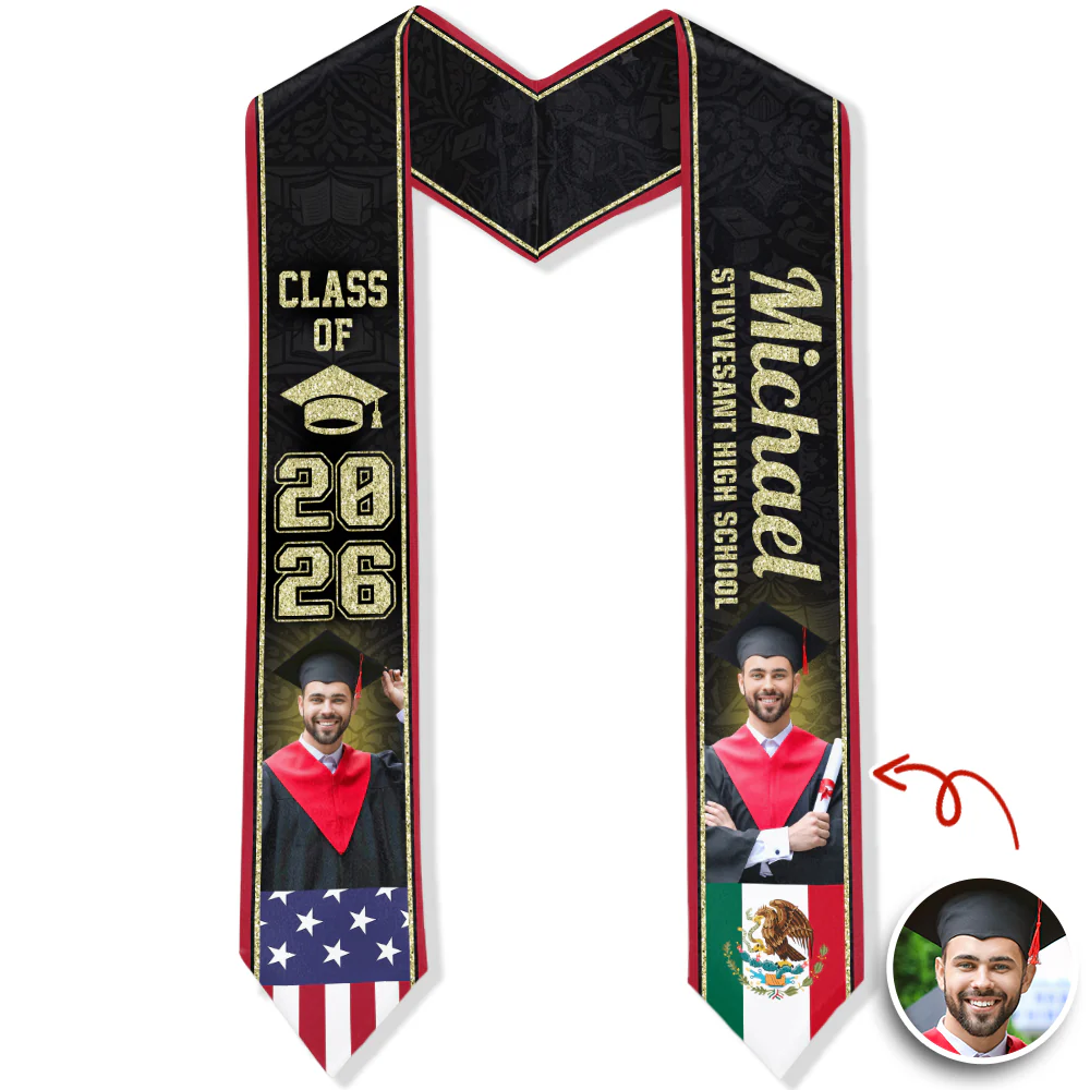 Custom Graduation Stole Country Flag Class of 2026 HO82 901324 - Image 2