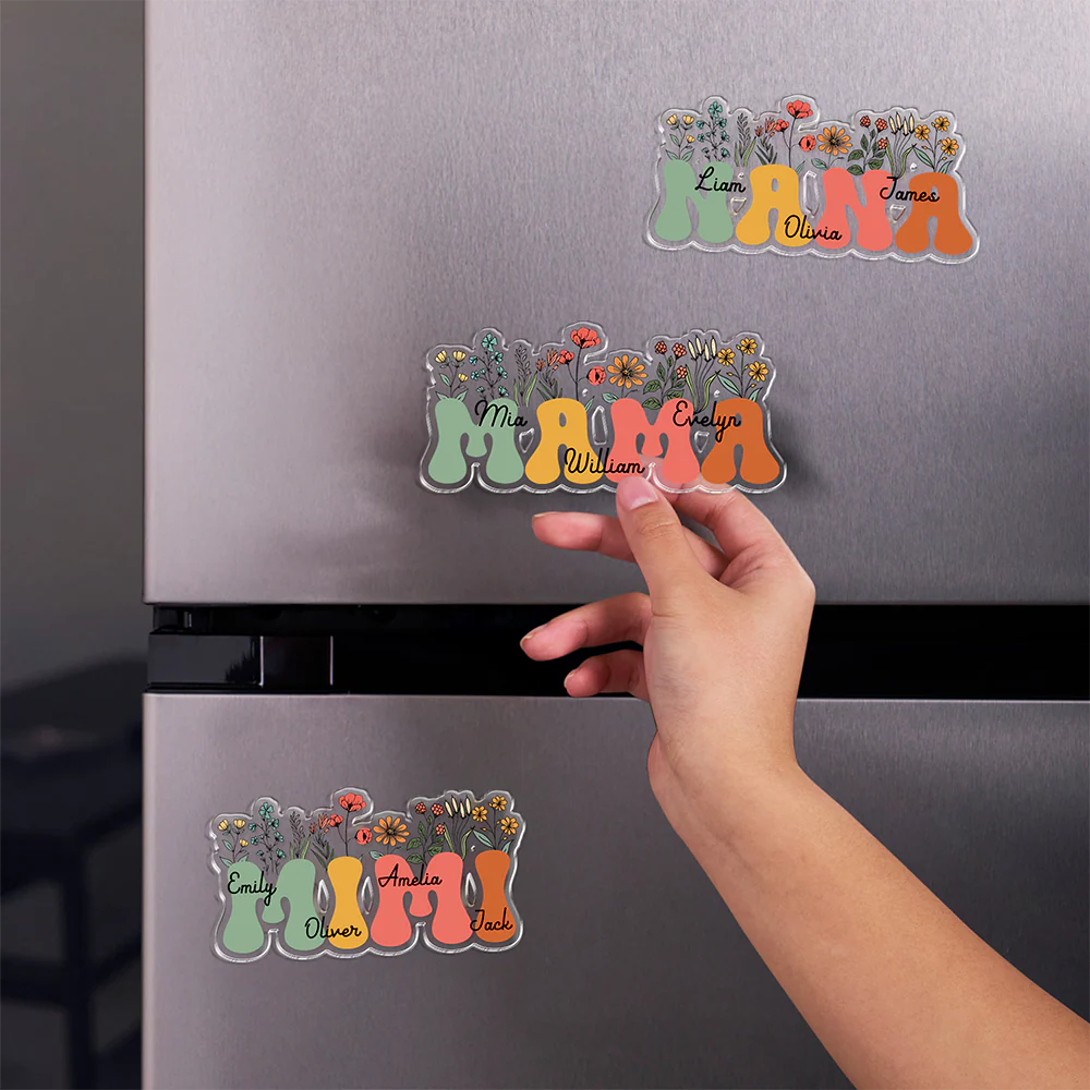 Custom Grandkids Names Grandma Floral Acrylic Fridge Magnet, Personalized Family Keepsake HA75 920672