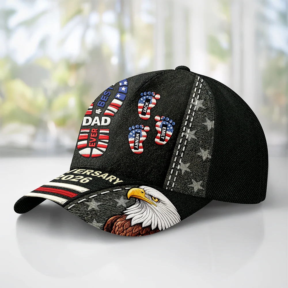 Custom Kid Name Best Dad Ever 250th Anniversary Of The USA 1776-2026 Classic Cap CH07 911018 - Image 4
