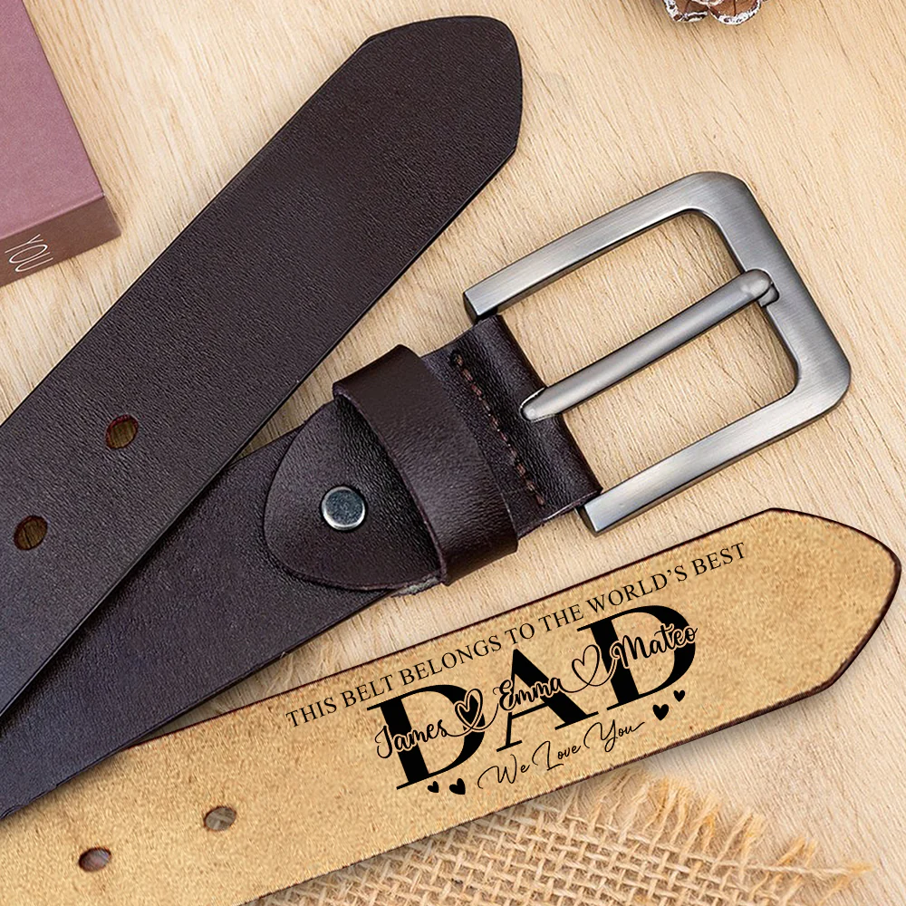 Custom Kid Names This Belt Belongs To The World’s Best Dad Leather Belt - Personalized Gift for Father LM32 899789 - Image 4