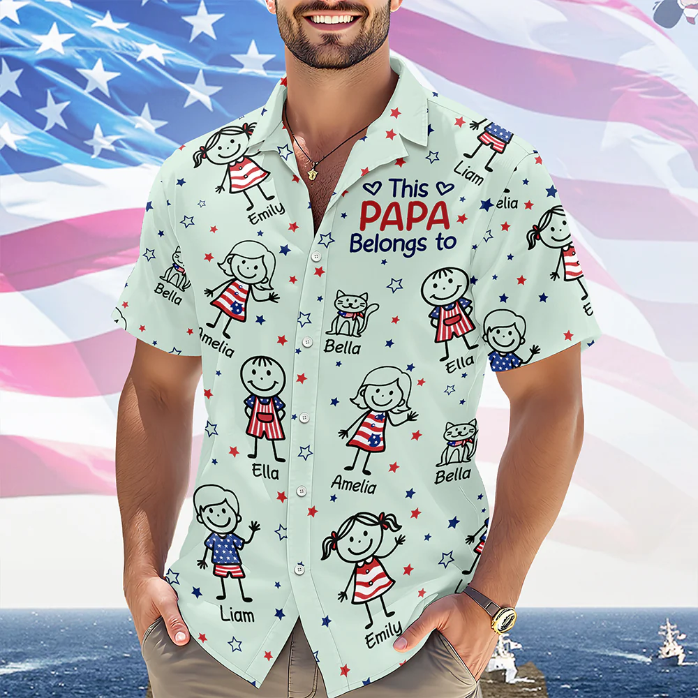 Custom Kid Names This Papa Belongs To Hawaiian Shirt Gifts For Dad, Grandpa CH07 911200 - Image 2