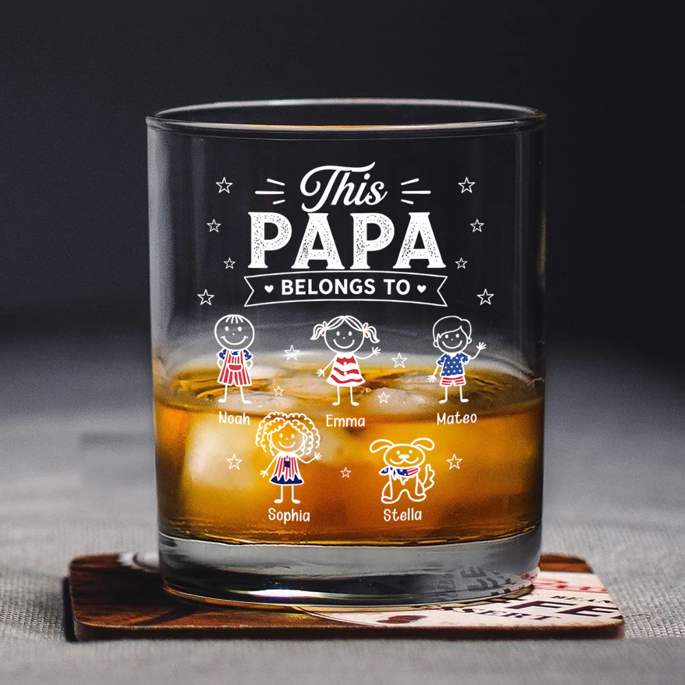 Custom Kid Names This Papa Belongs To Whiskey Glass - Personalized Father’s Day Gift CH07 911388 - Image 5