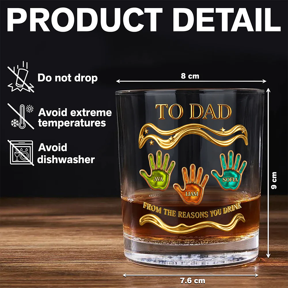 Custom Kid Names To Papa From The Reasons You Drink Whiskey Glass CH07 911230 - Image 8