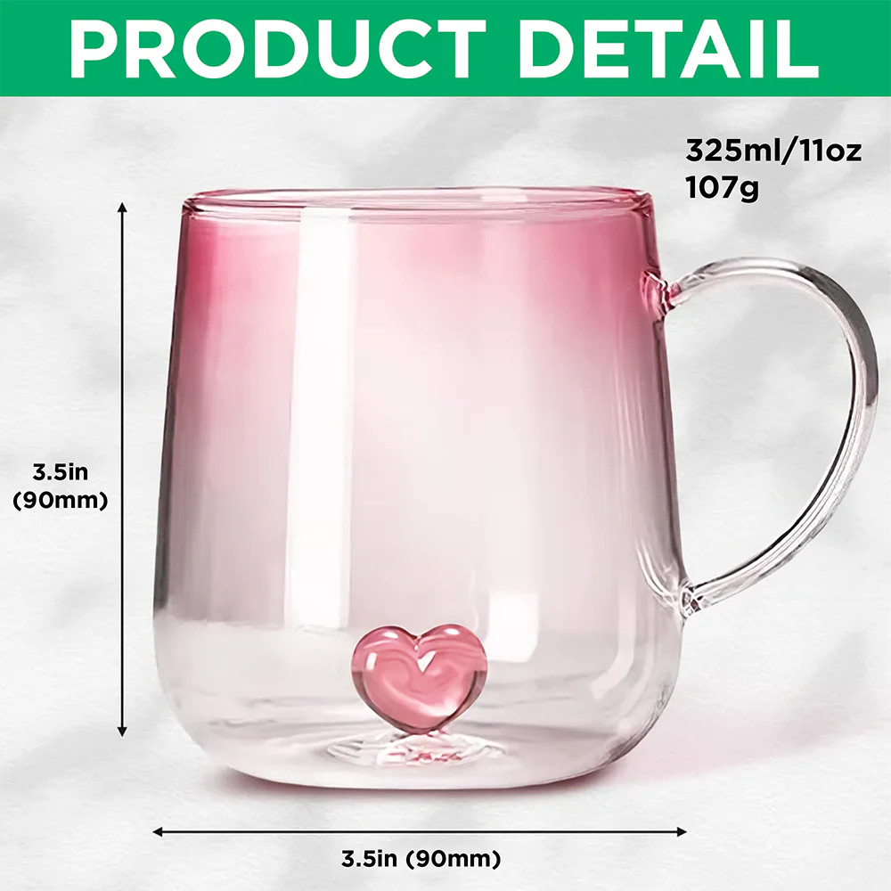 Custom Kids Name Heart Pink Gradient Glass Mug Gift For Family HO82 901798 - Image 7