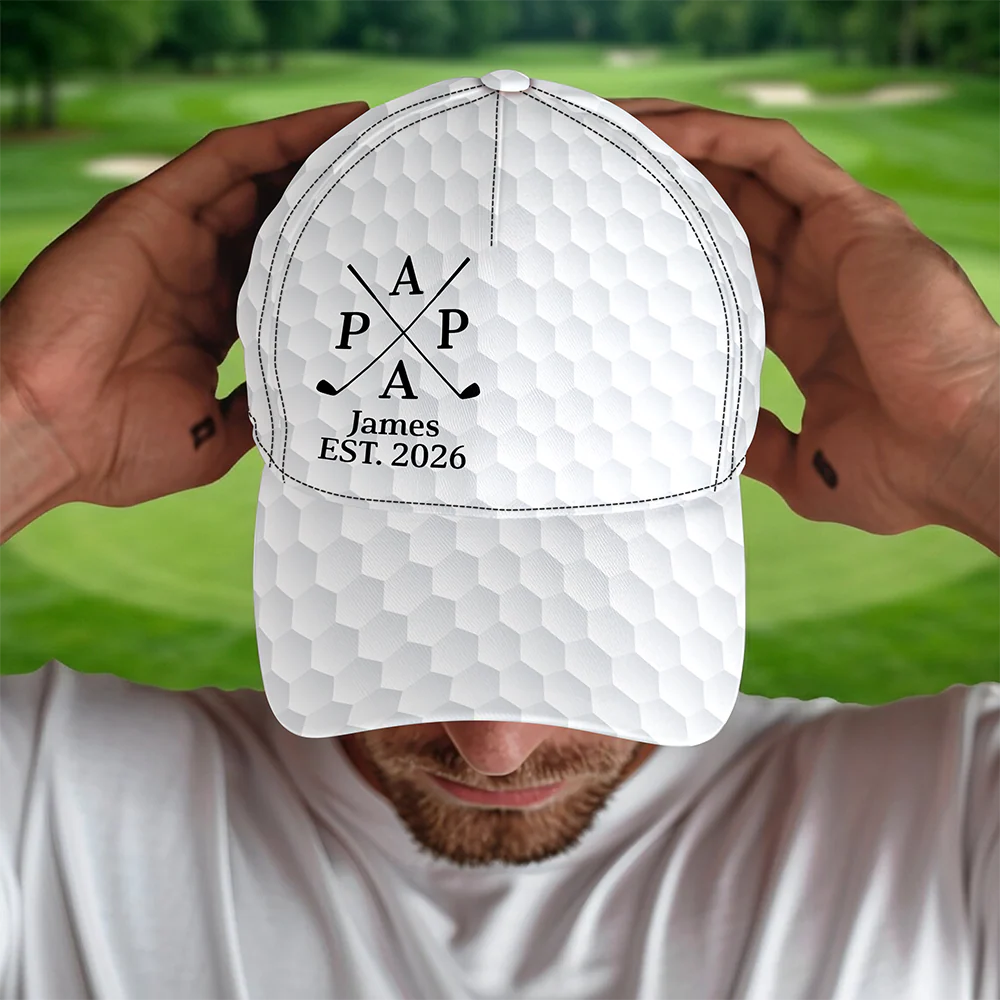 Custom Kids Names Papa Golf Pattern Classic Cap - Personalized Gift for Dad HA75 921264 - Image 2