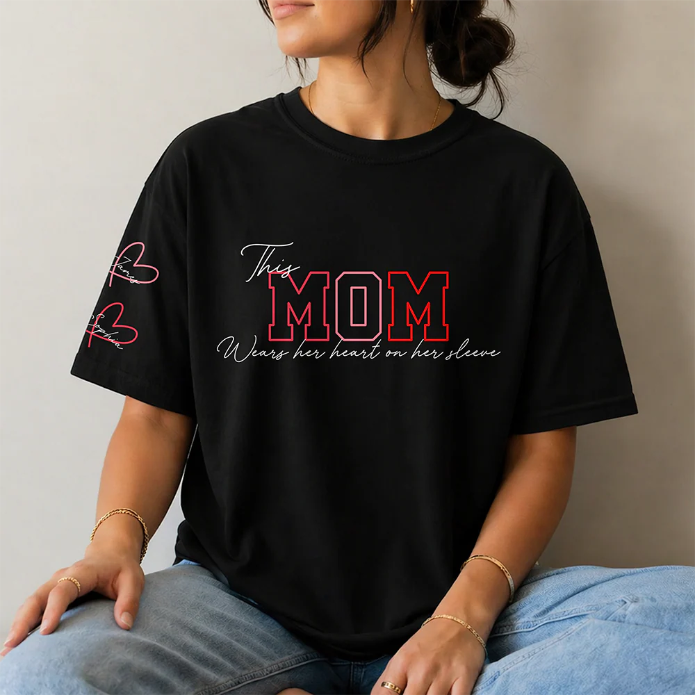 Custom Kids Names This Mama Wears Her Heart On Her Sleeve LM32 899859 - Image 6