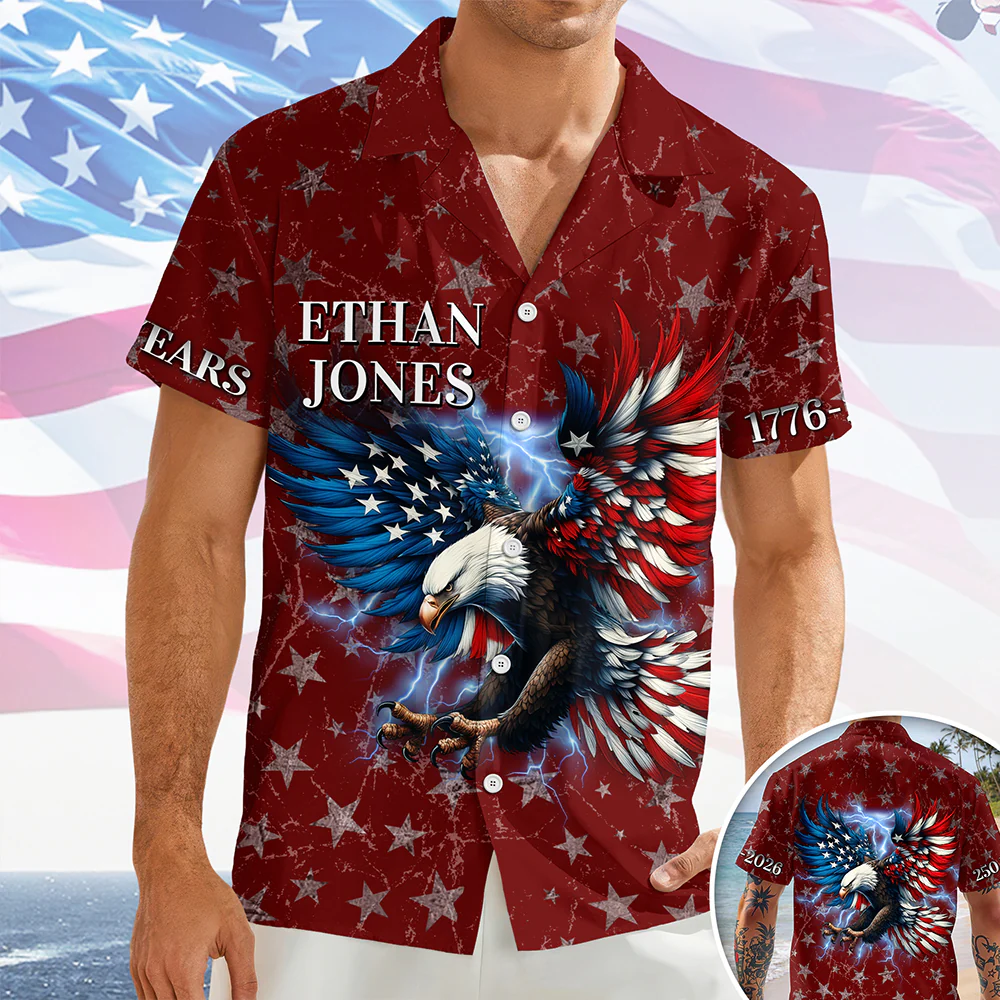 Custom Name 250 Years 1776-2026 Anniversary America Eagle Hawaii Shirt TH10 169545 - Image 5