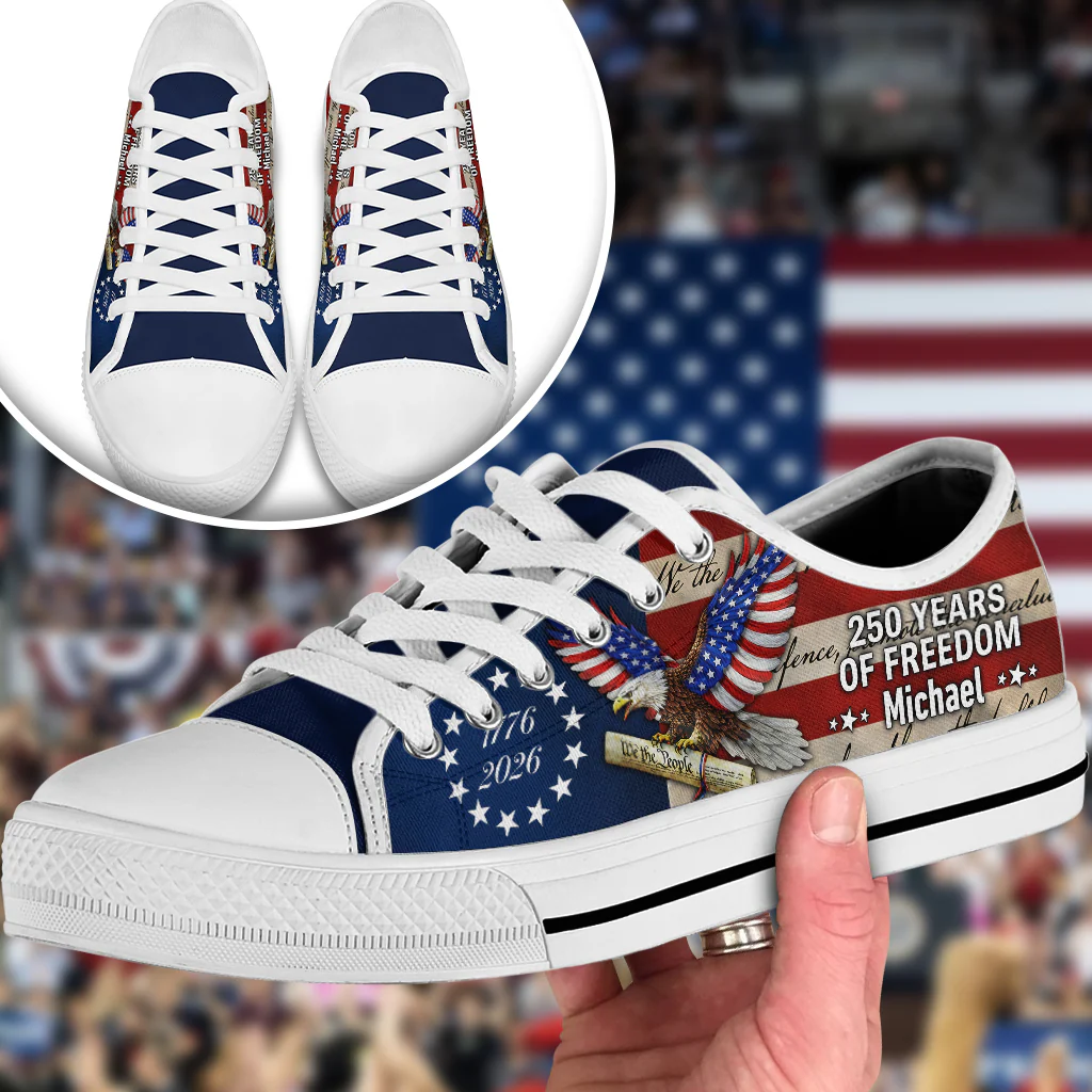 Custom Name 250 Years Of Freedom America Flag 1776-2026 Canvas Shoes HO82 902244 - Image 4