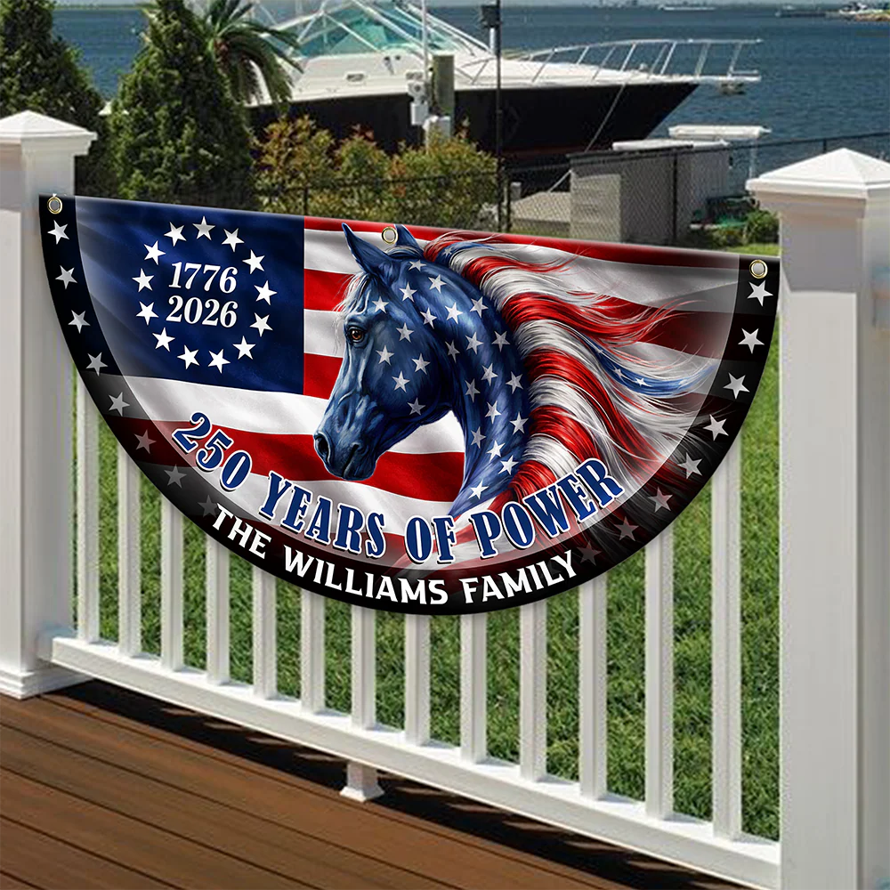 Custom Name 250 Years of Power Flag, 1776-2026 Patriotic Non-Pleated Fan Flag HA75 920568 - Image 2