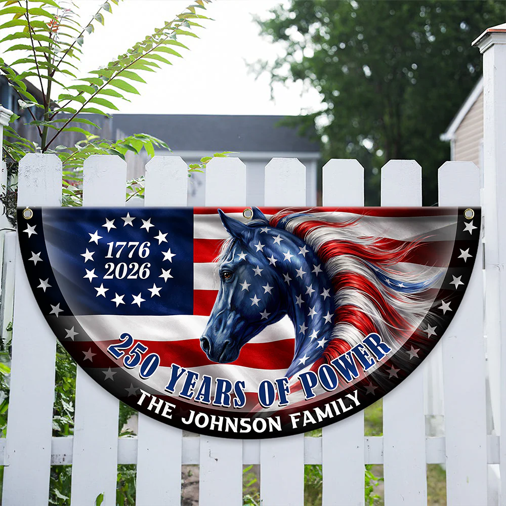 Custom Name 250 Years of Power Flag, 1776-2026 Patriotic Non-Pleated Fan Flag HA75 920568 - Image 4