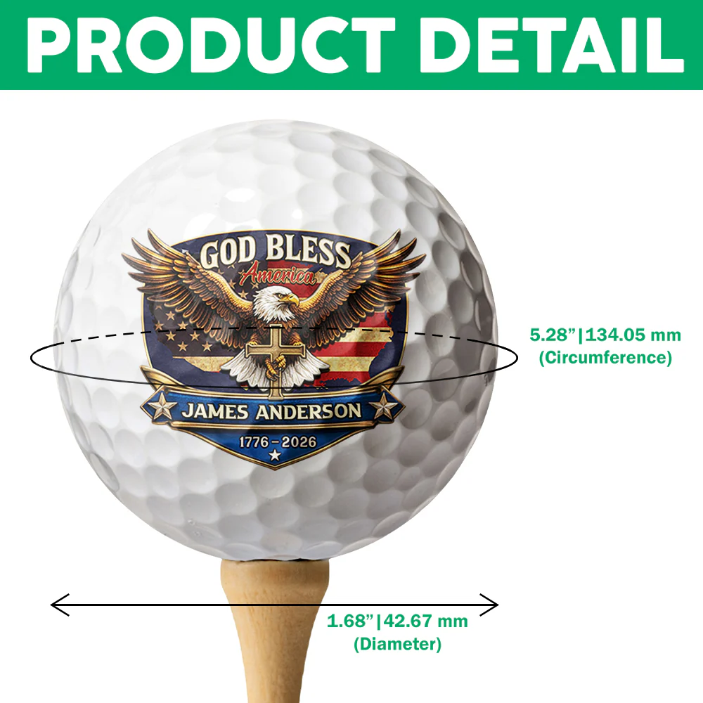 Custom Name 250th Anniversary God Bless America Eagle Golf Ball TH10 169389 - Image 7
