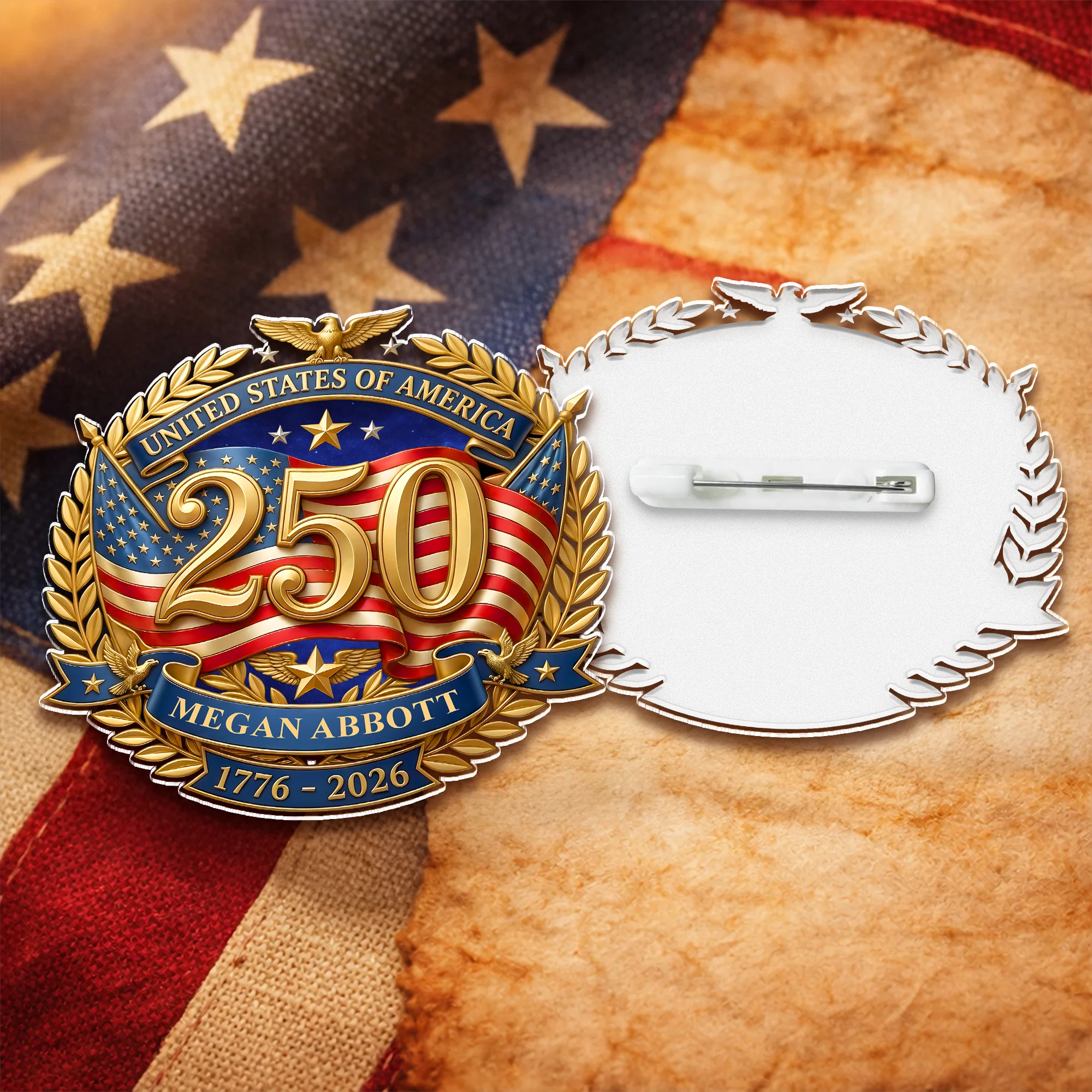 Custom Name 250th Anniversary United States Of America 1776-2026 Acrylic Pin HO82 902274 - Image 3