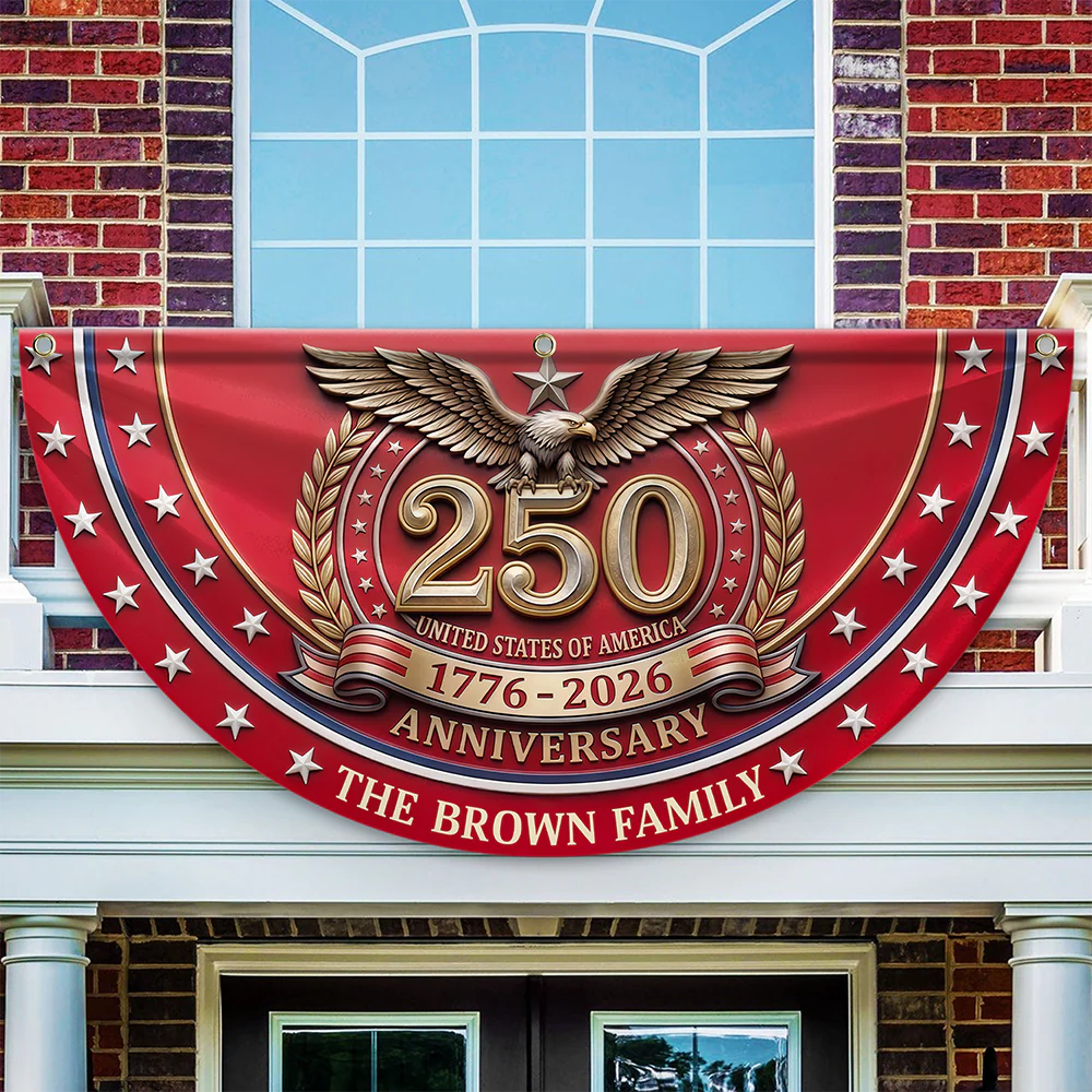 Custom Name 250th United States Of America 1776 - 2026 Anniversary Patriotic Non-Pleated Fan Flag CH07 911116 - Image 7