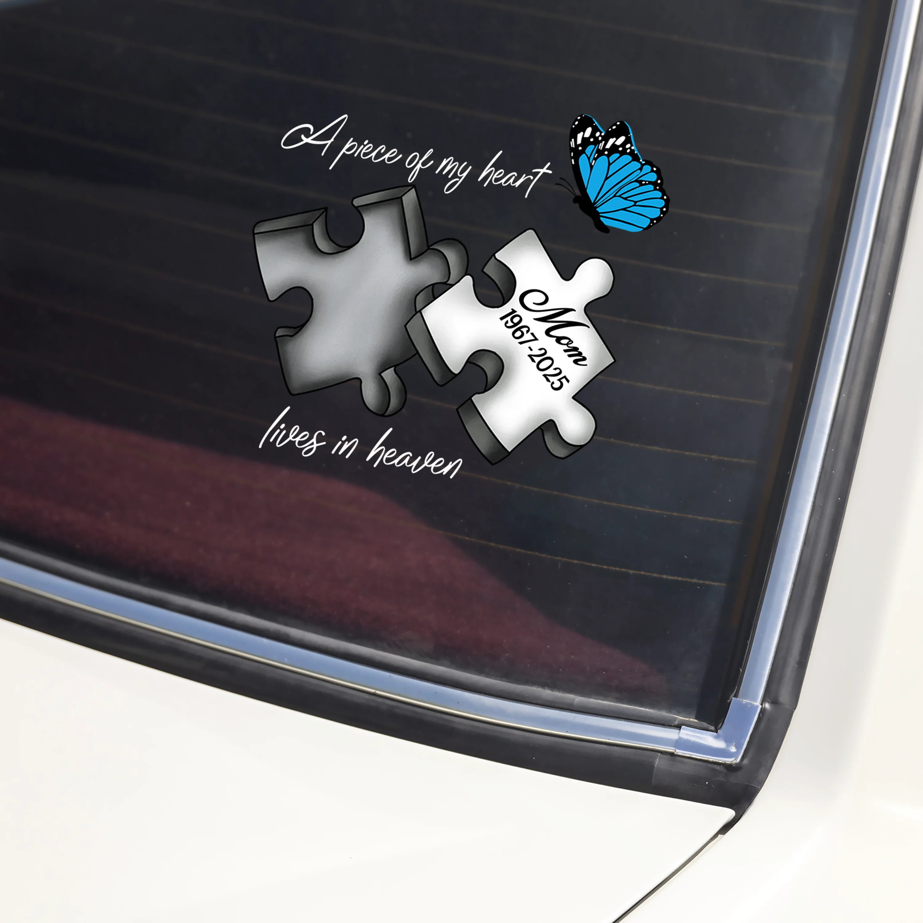 Custom Name A Piece Of My Heart Lives In Heaven Car Window Decal Sticker CH07 910190 - Image 3