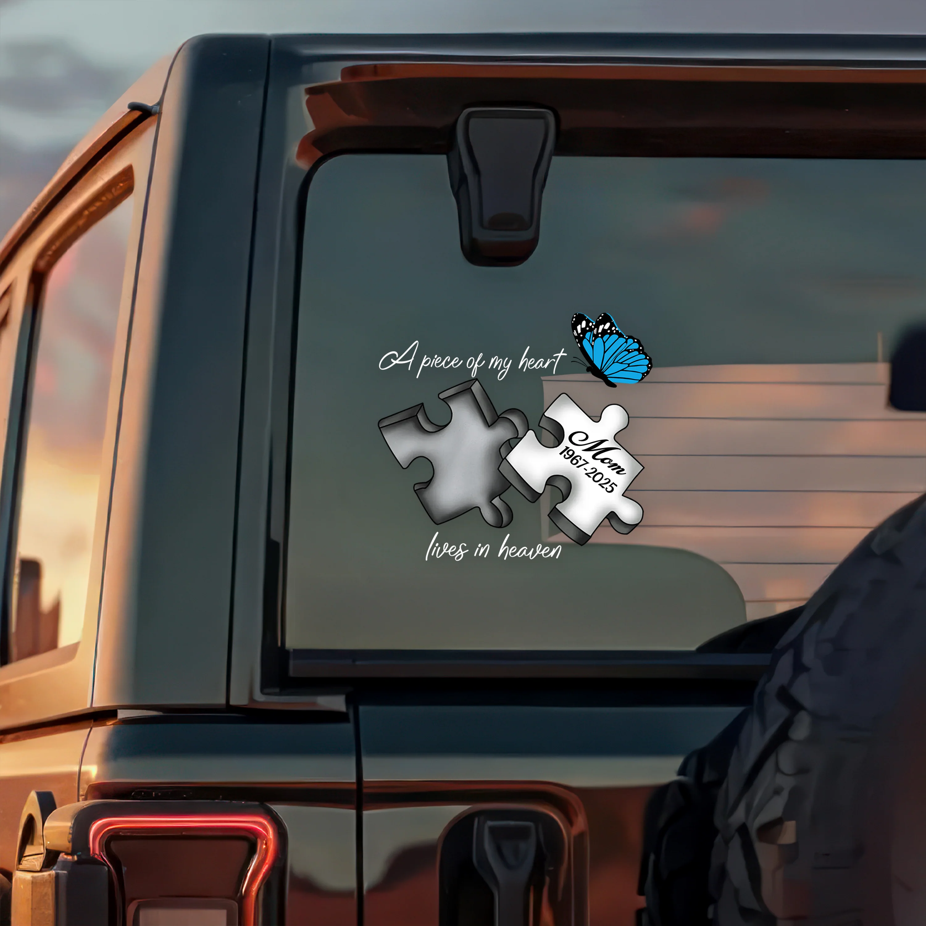 Custom Name A Piece Of My Heart Lives In Heaven Car Window Decal Sticker CH07 910190 - Image 5