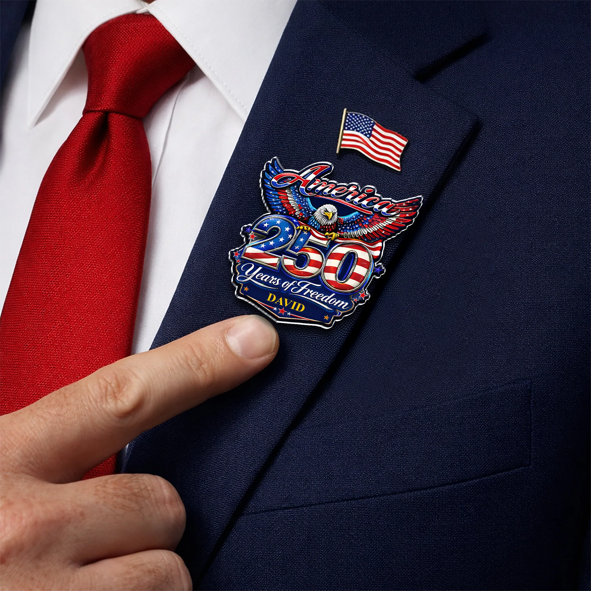 Custom Name America 250 Years Of Freedom 1776–2026 Eagle Acrylic Pin CH07 911096 - Image 2