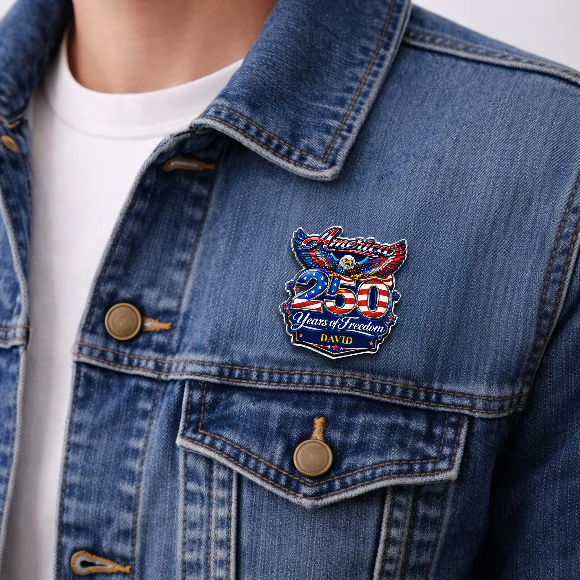 Custom Name America 250 Years Of Freedom 1776–2026 Eagle Acrylic Pin CH07 911096 - Image 7