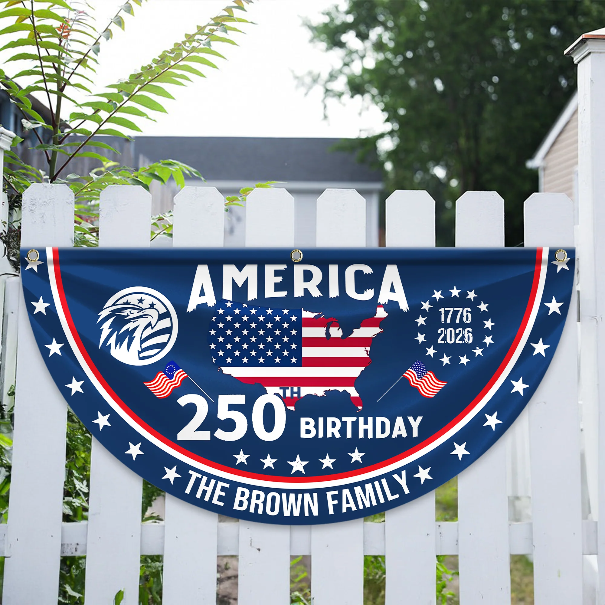 Custom Name America 250th Anniversary Non-Pleated Fan Flag CH07 910546 - Image 5