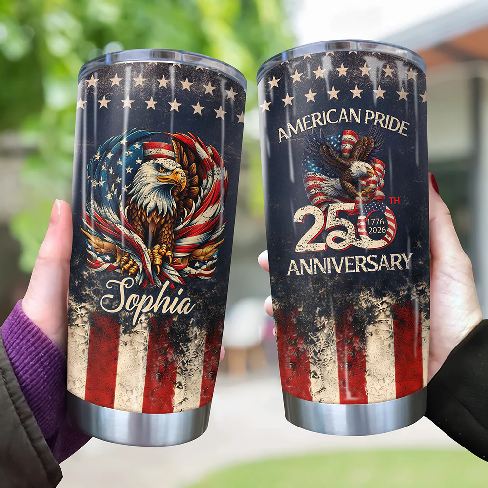 Custom Name America Pride 250th Anniversary 1776–2026 Eagle Fat Tumbler HA75 920894 - Image 3