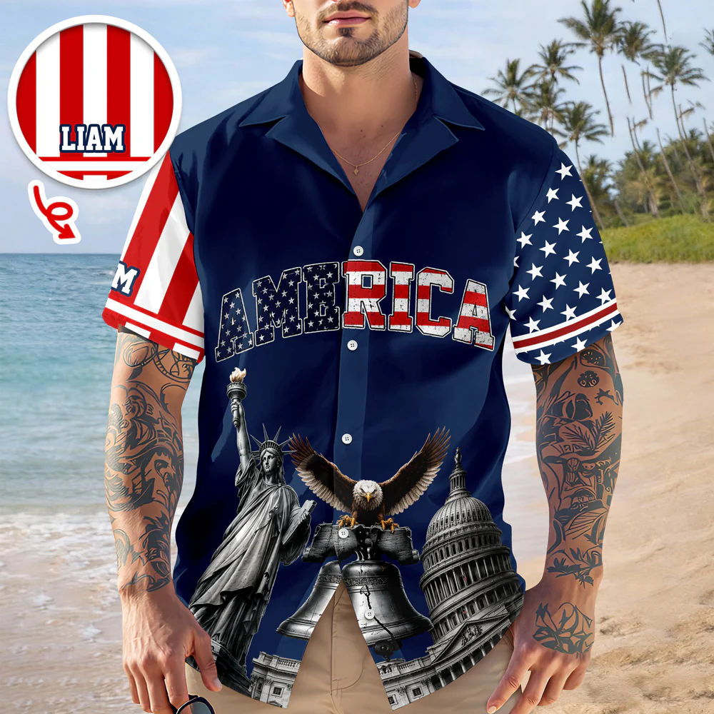 Custom Name America We The People 250 Years 1776–2026 Liberty Bell Hawaiian Shirt HO82 902786 - Image 3