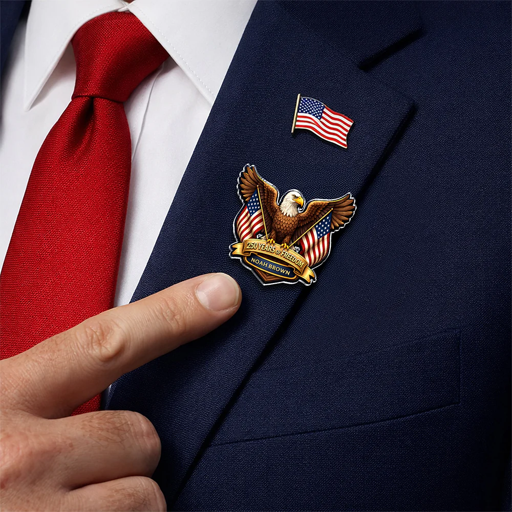 Custom Name 250 Years Of Freedom USA Anniversary Eagle Acrylic Pin LM32 899573 - Image 2