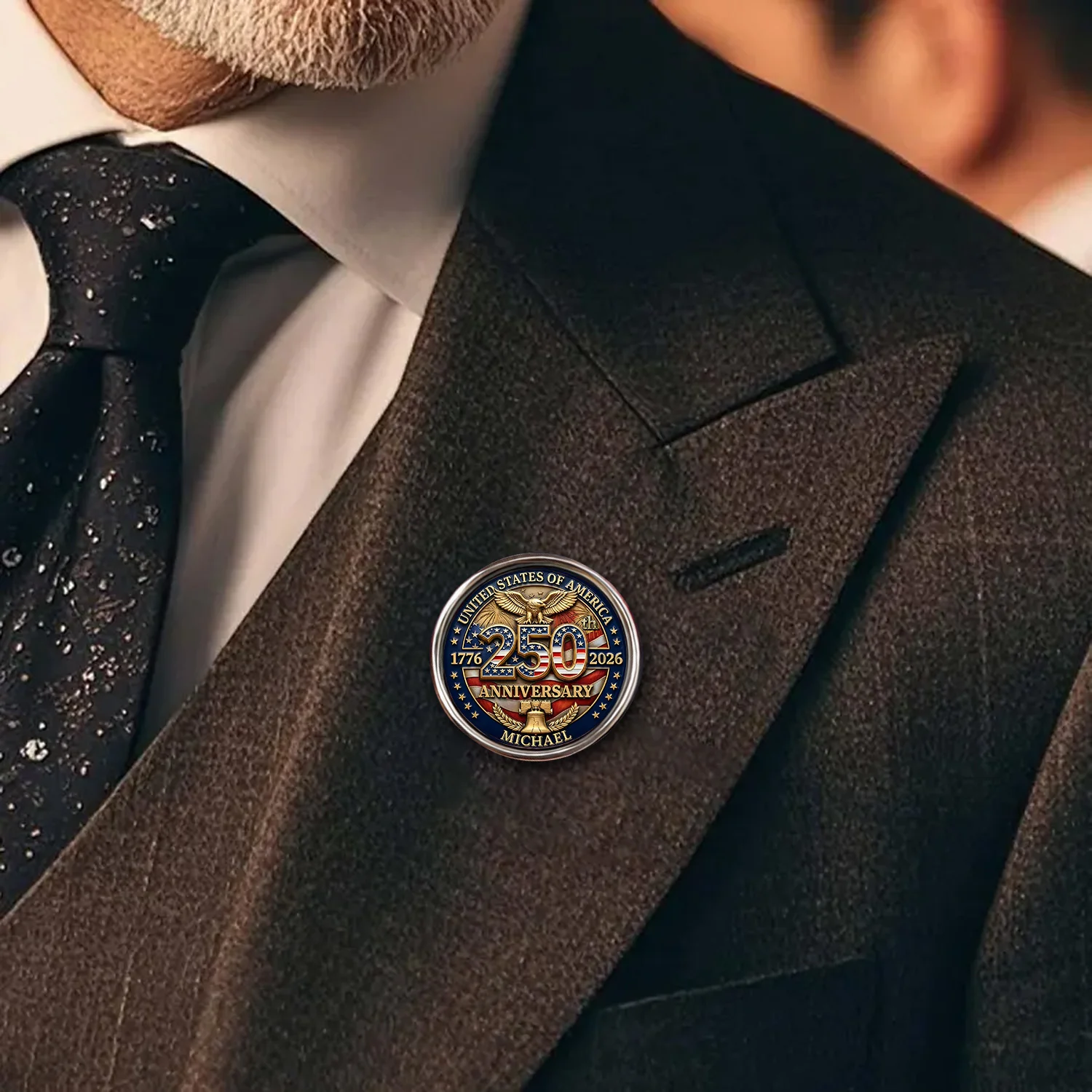 Custom Name 250 Years of USA Of Freedom Anniversary Eagle Lapel Pin LM32 899565 - Image 2