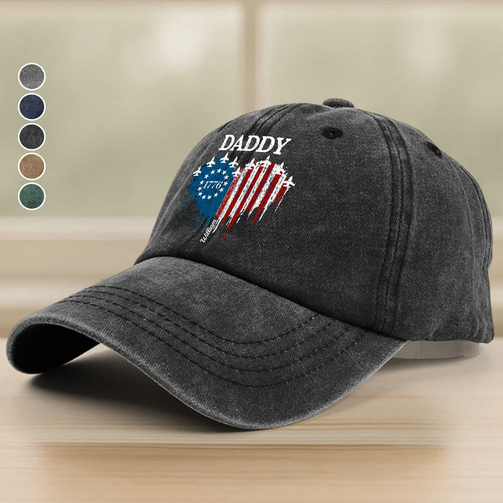 Custom Name American Grandma Washed Denim Baseball Cap CH07 910550 - Image 2