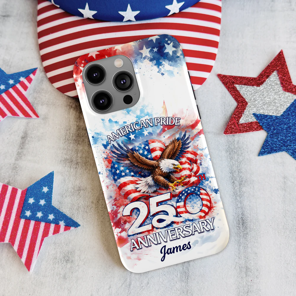 Custom Name American Pride Patriotic 250th Anniversary Eagle 1776–2026 Phone Case HO82 901204 - Image 2