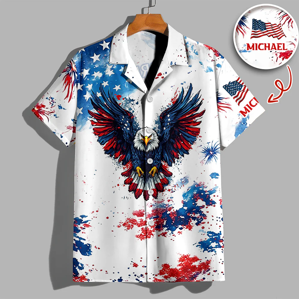 Custom Name American Pride Patriotic 250th Anniversary Eagle Hawaii Shirt HA75 920888 - Image 4