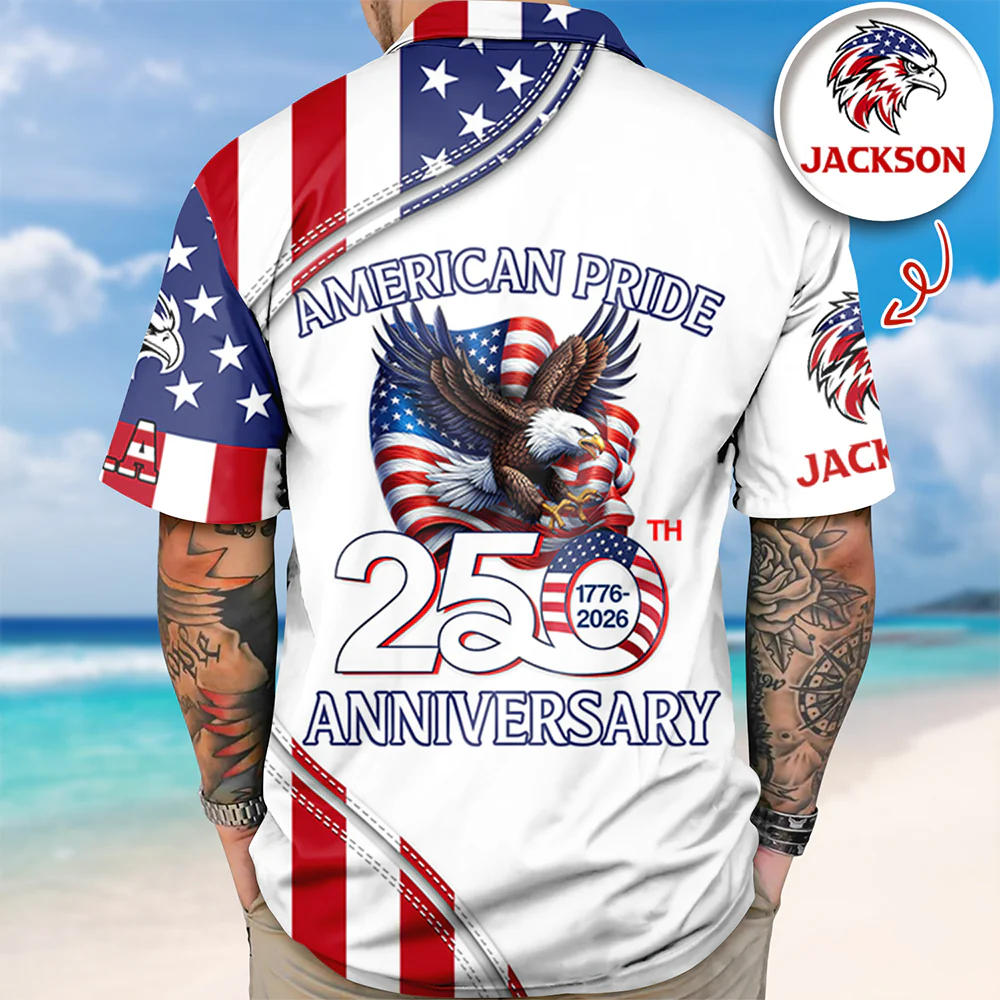 Custom Name American Pride Patriotic 250th Anniversary Eagle Hawaii Shirt HA75 921096 - Image 5
