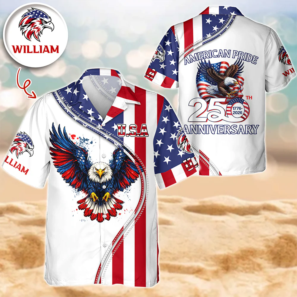 Custom Name American Pride Patriotic 250th Anniversary Eagle Hawaii Shirt HA75 921096 - Image 6