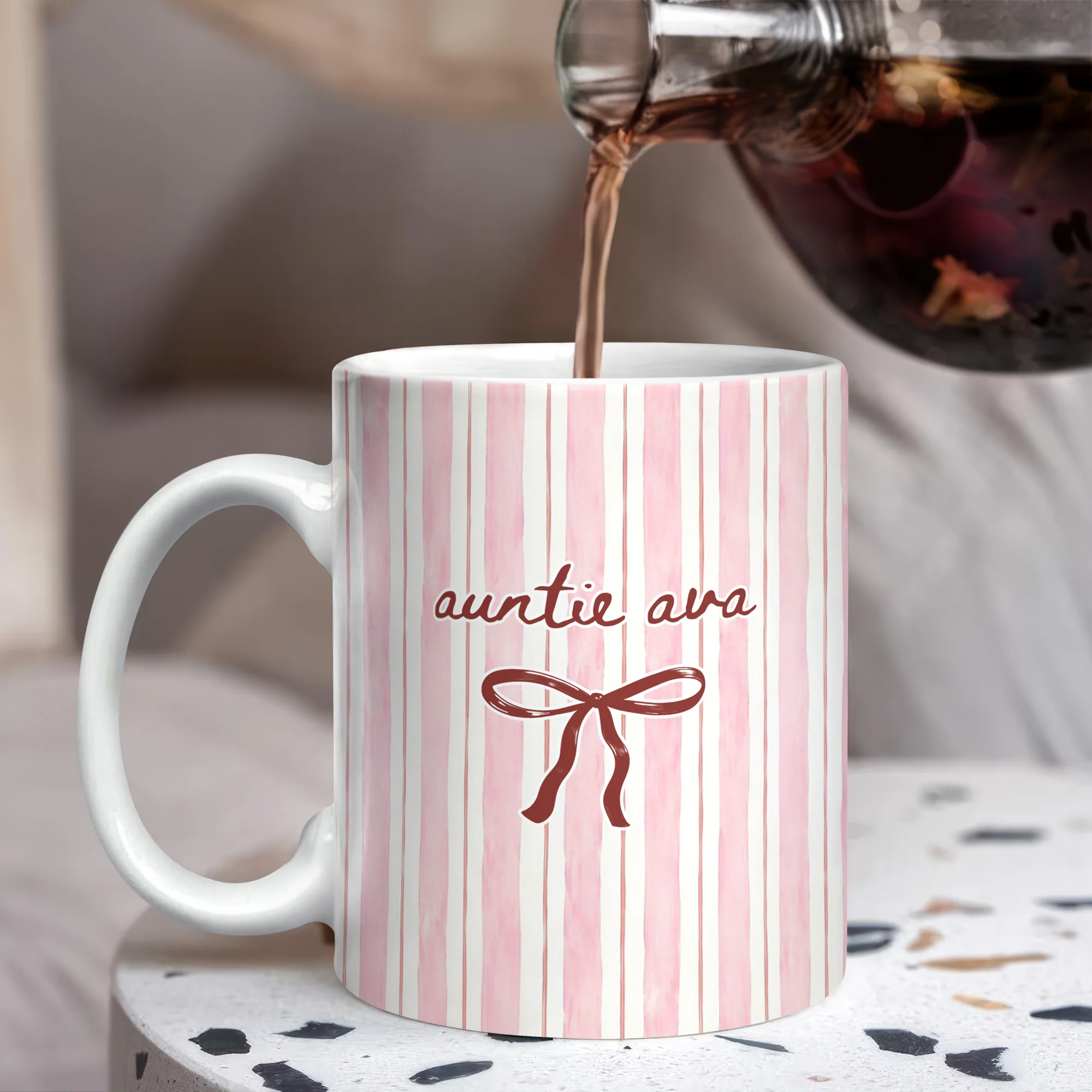 Custom Name Auntie Bow Print Full Mug - Personalized Gift for Aunt LM32 899805 - Image 4