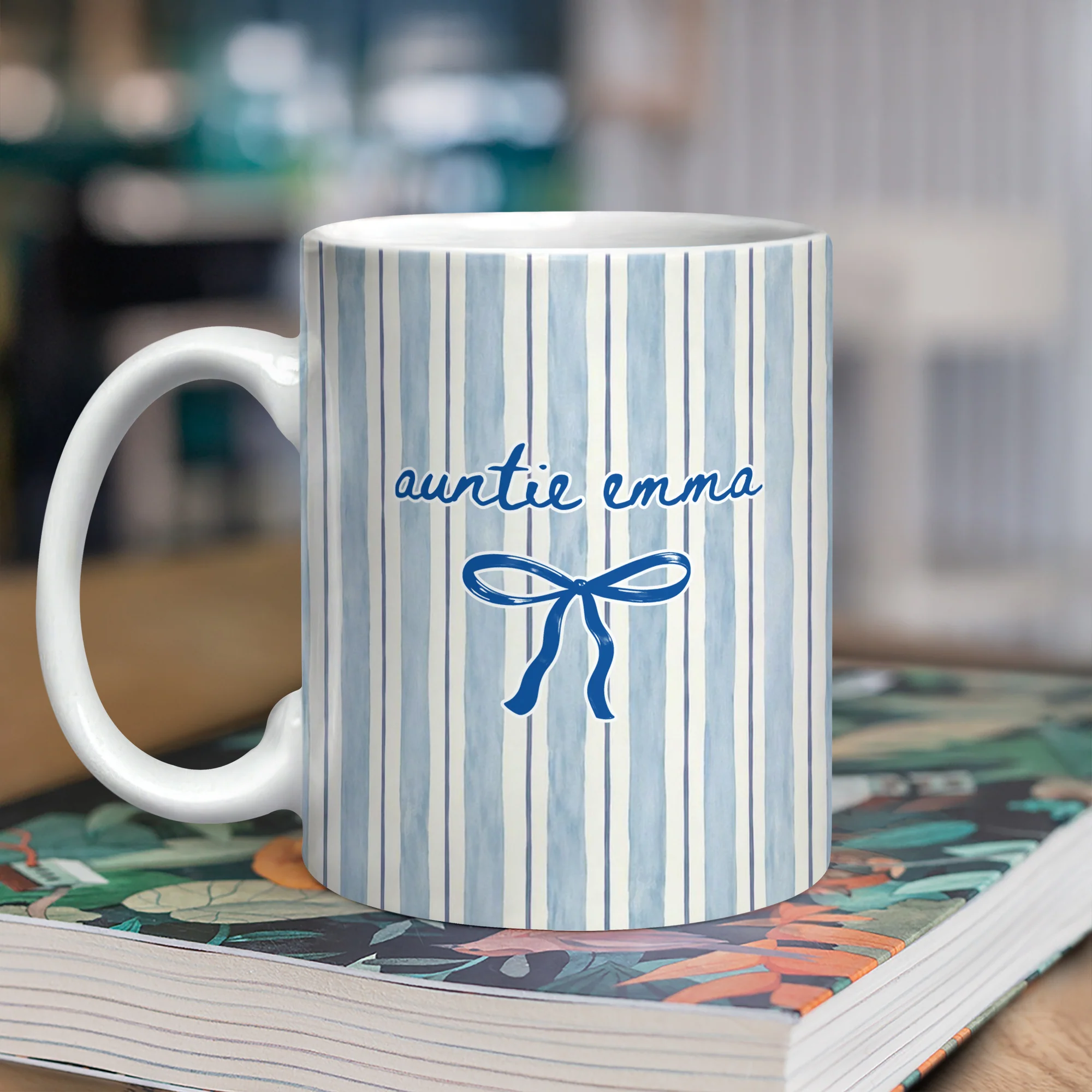 Custom Name Auntie Bow Print Full Mug - Personalized Gift for Aunt LM32 899805 - Image 5
