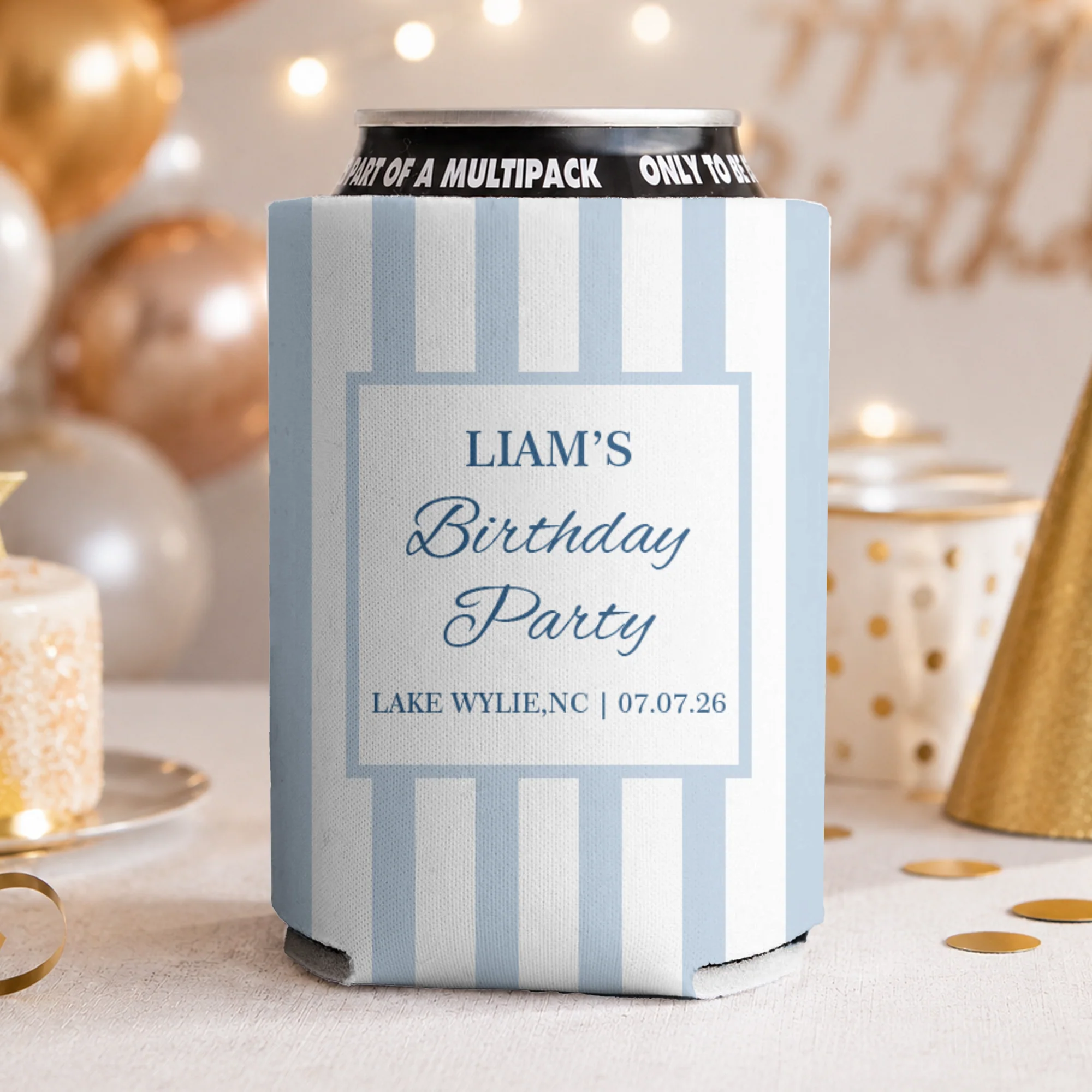 Custom Name Beach Bachelorette Can Cooler - Personalized Coastal Party Favor HO82 903050 - Image 2
