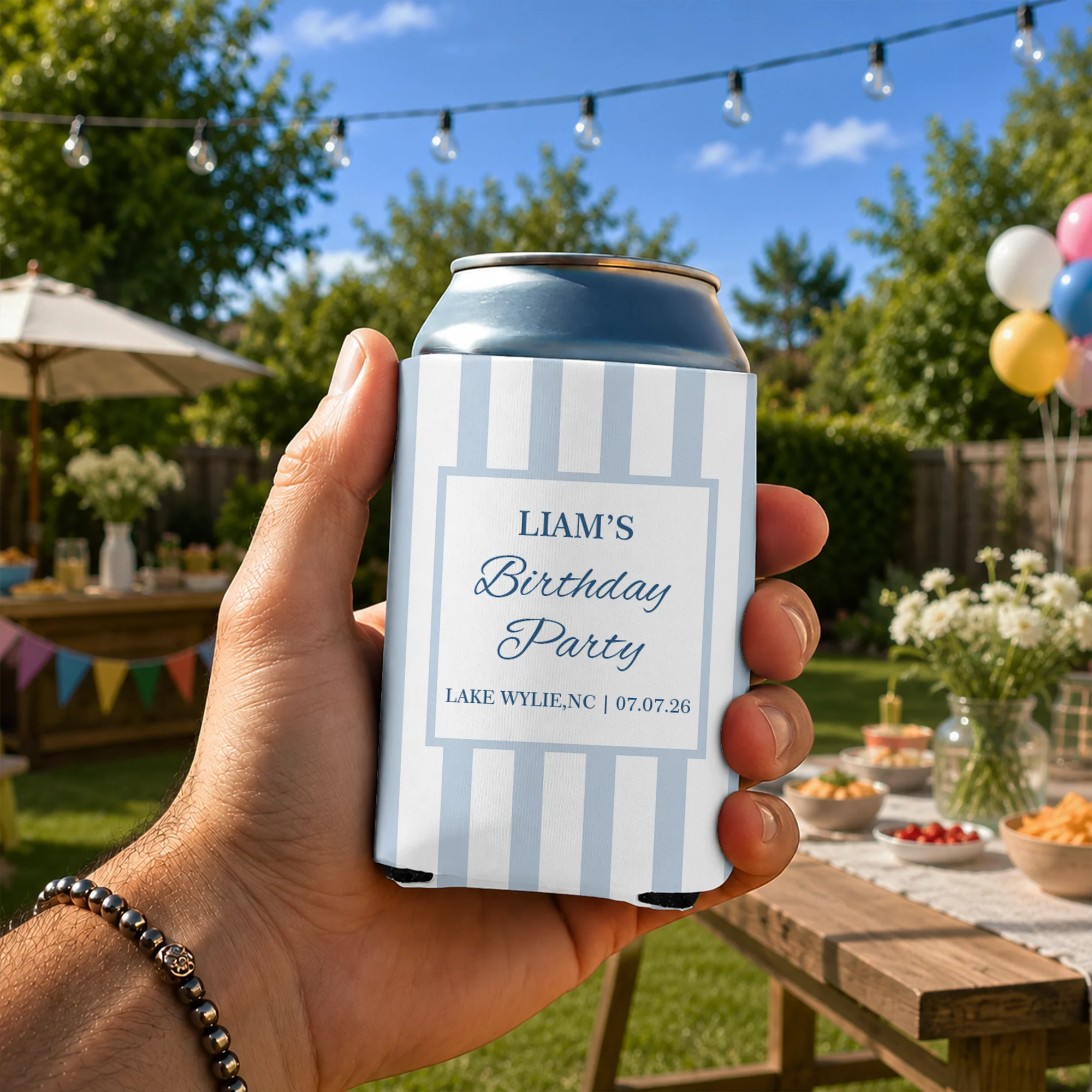 Custom Name Beach Bachelorette Can Cooler - Personalized Coastal Party Favor HO82 903050 - Image 5