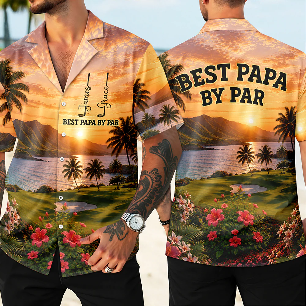 Custom Name Best Dad By Par Hawaii Shirt Personalized Gift for Golf Dad HO82 902514 - Image 2