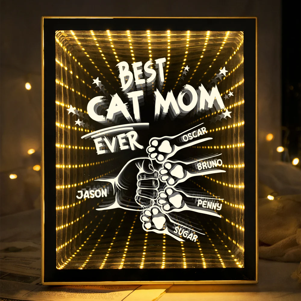 Custom Name Best Dog Dad, Dog Mom Ever Personalized Infinity Mirror Light Box HO82 901932 - Image 6