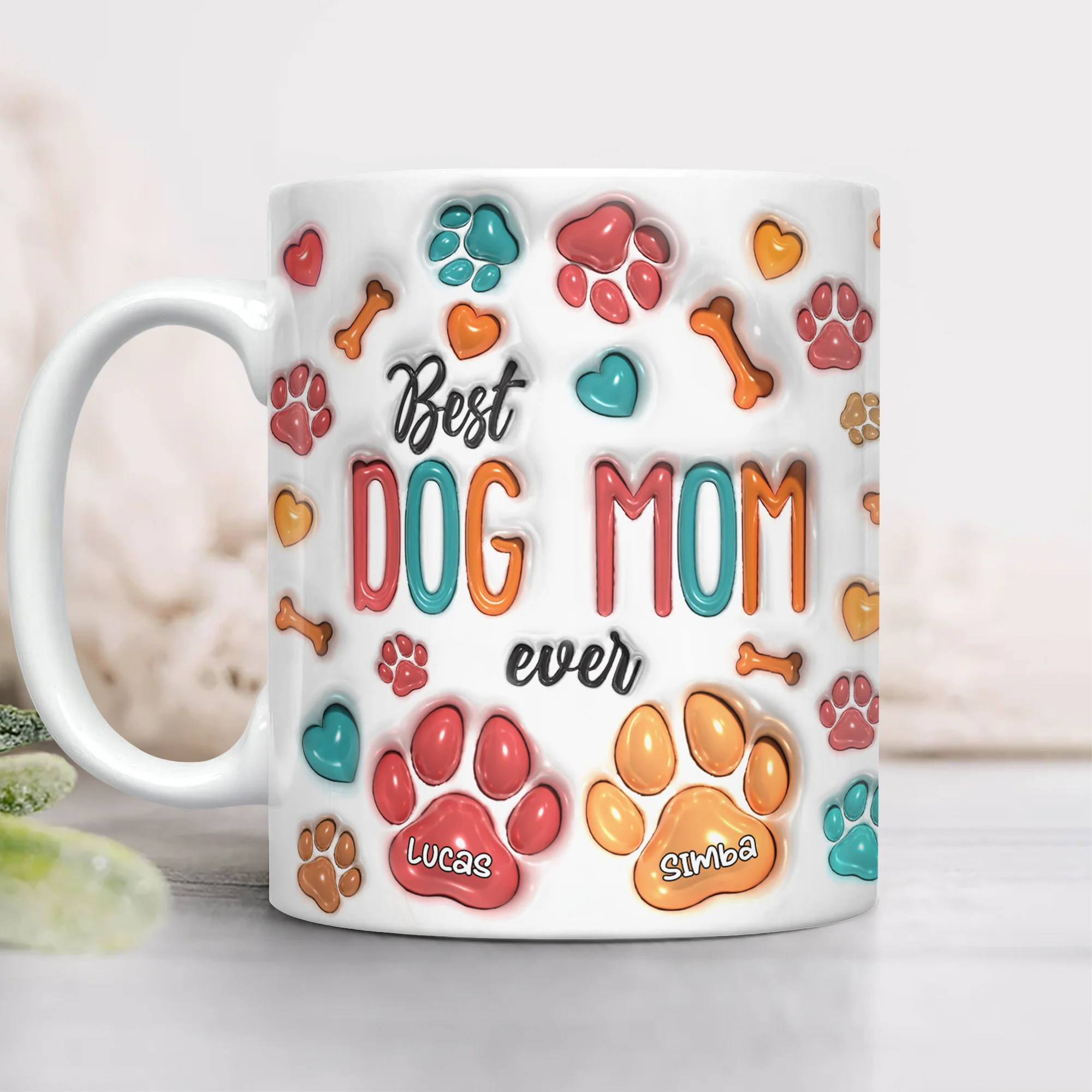 Custom Name Best Dog Mom, Dog Dad Ever 3D Inflated Effect Mug For Dog Lover TH10 898869 - Image 3