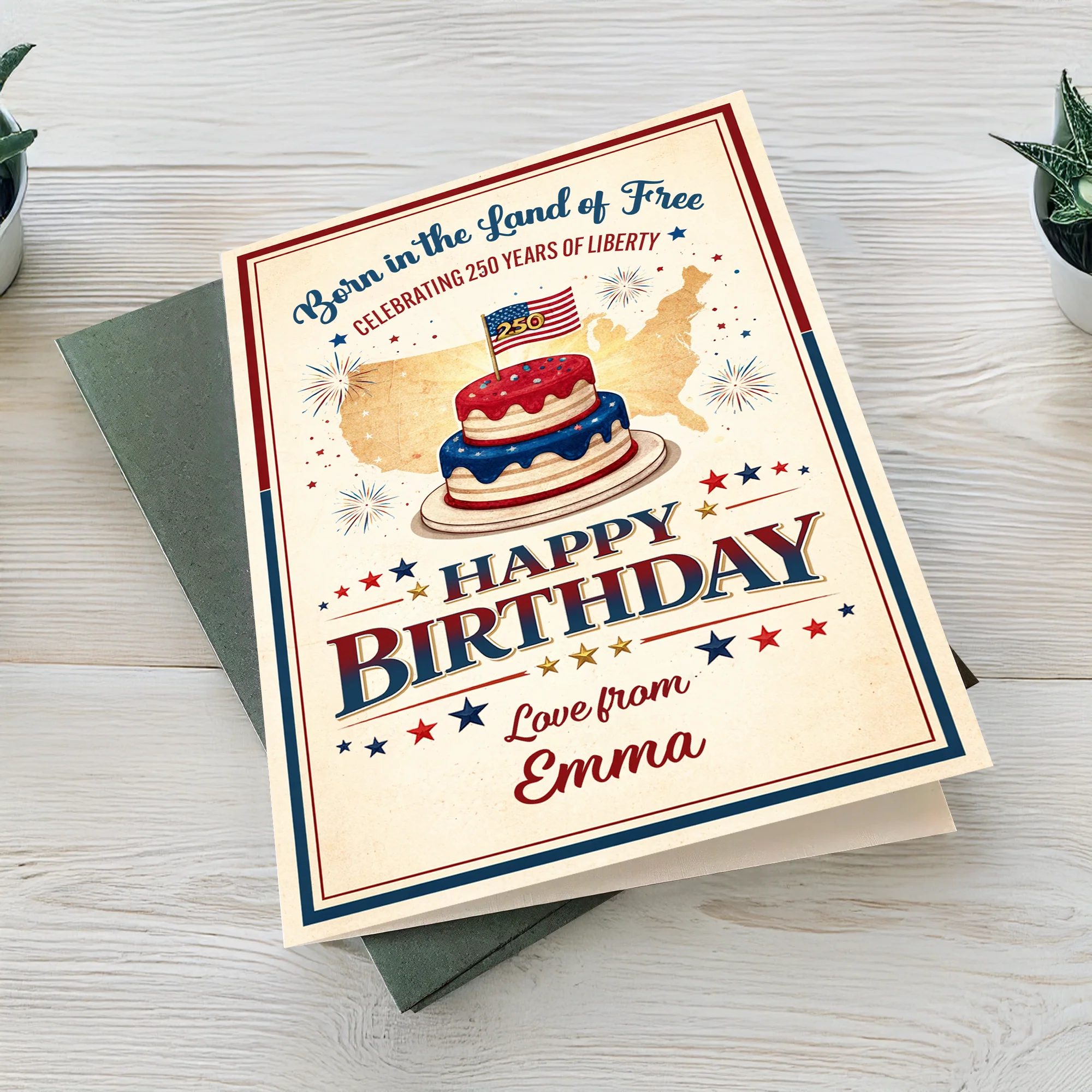 Custom Name Born in the Land of Free - Celebrating 250 Years Of Liberty Birthday Card LM32 897851 - Image 4