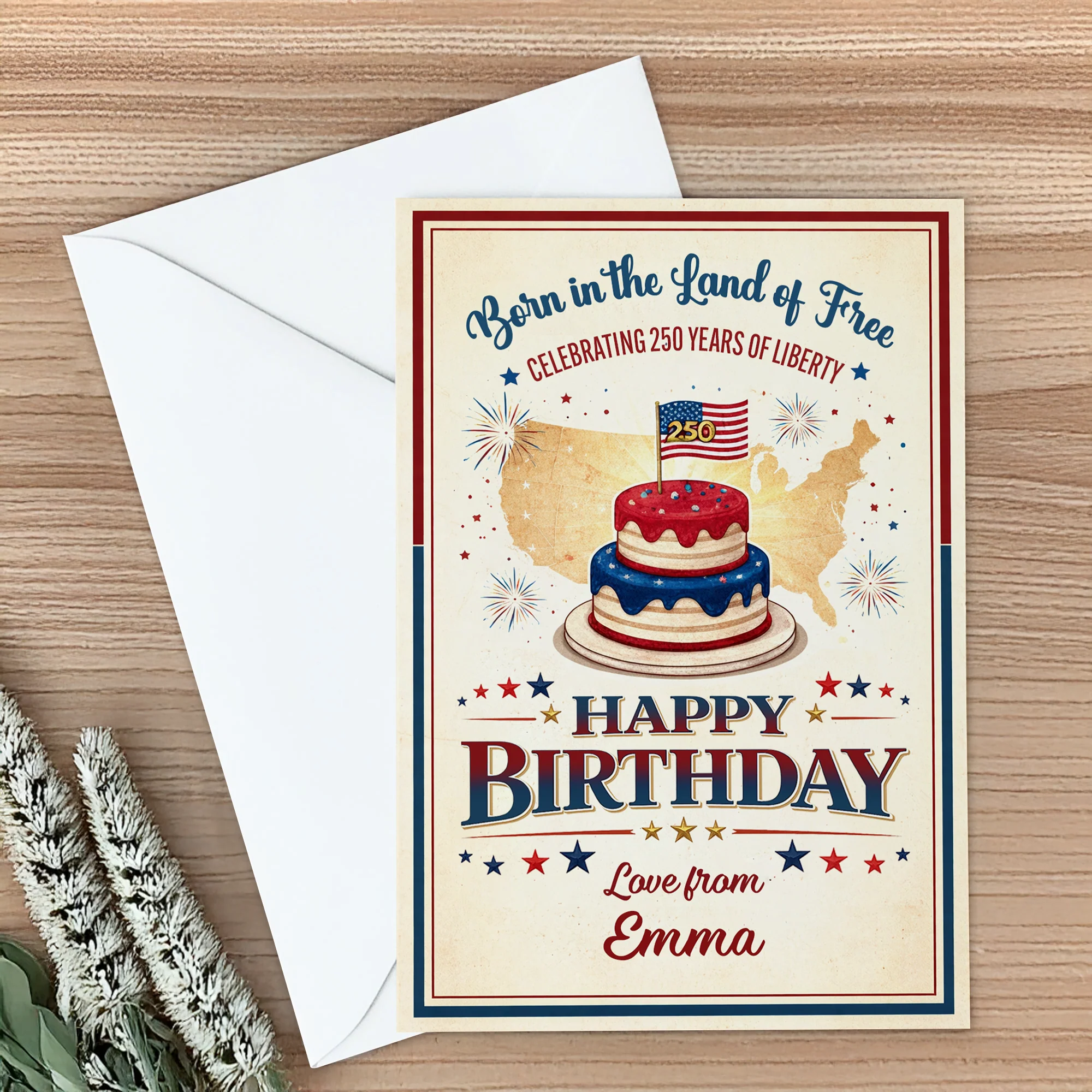 Custom Name Born in the Land of Free - Celebrating 250 Years Of Liberty Birthday Card LM32 897851 - Image 5