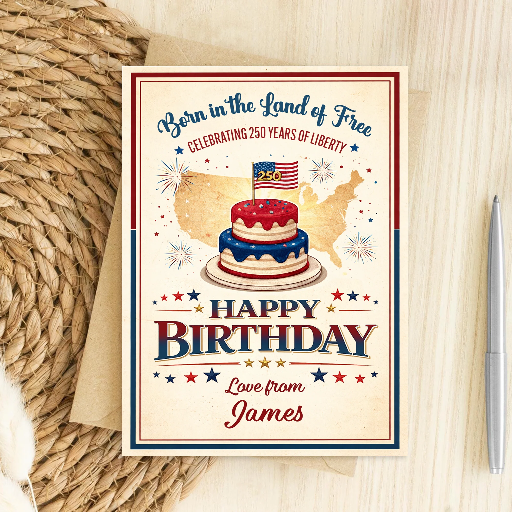 Custom Name Born in the Land of Free - Celebrating 250 Years Of Liberty Birthday Card LM32 897851 - Image 6