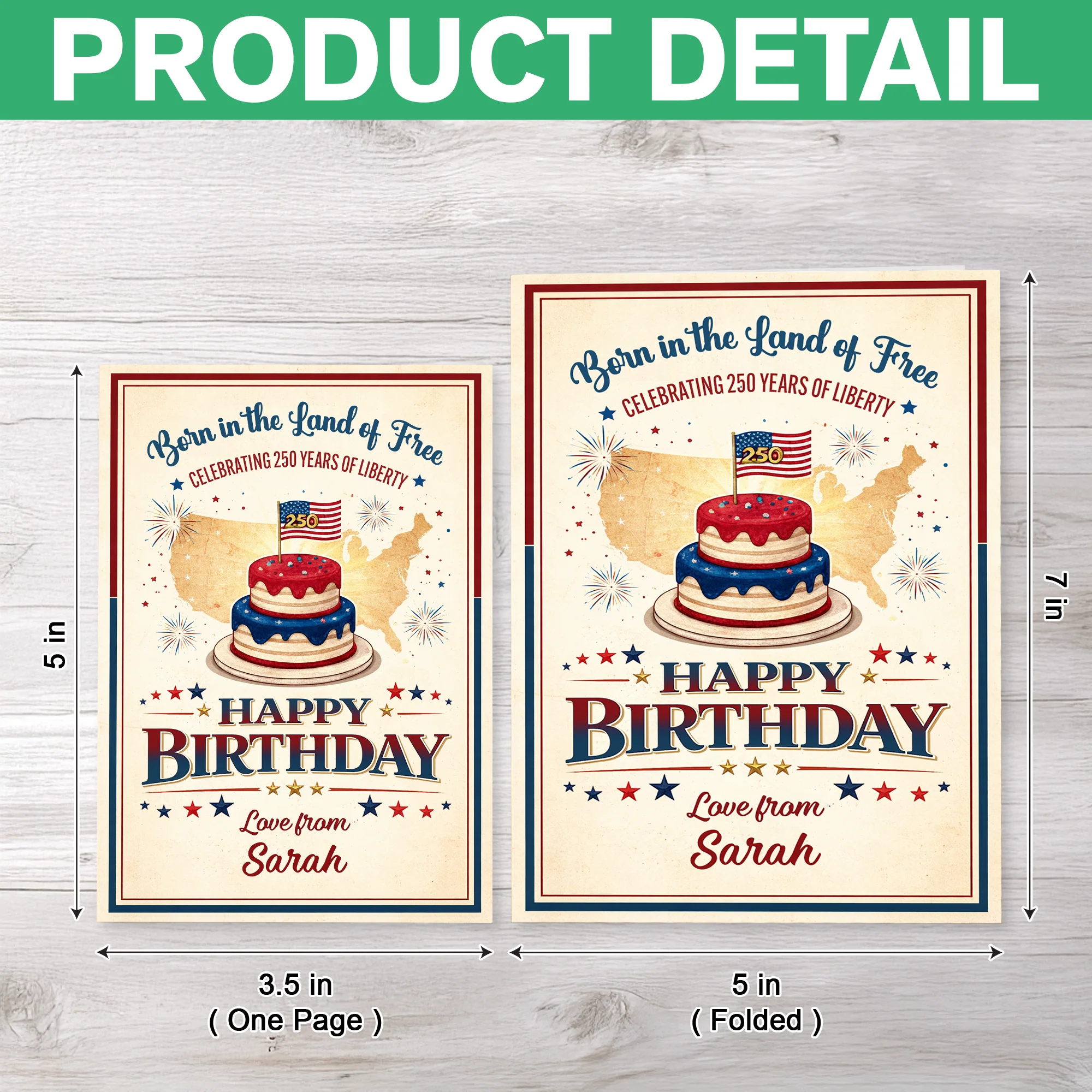 Custom Name Born in the Land of Free - Celebrating 250 Years Of Liberty Birthday Card LM32 897851 - Image 7