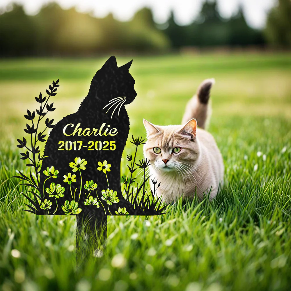Custom Name Cat Grave Marker - Personalized Pet Memorial Garden Stake HO82 902188 - Image 4