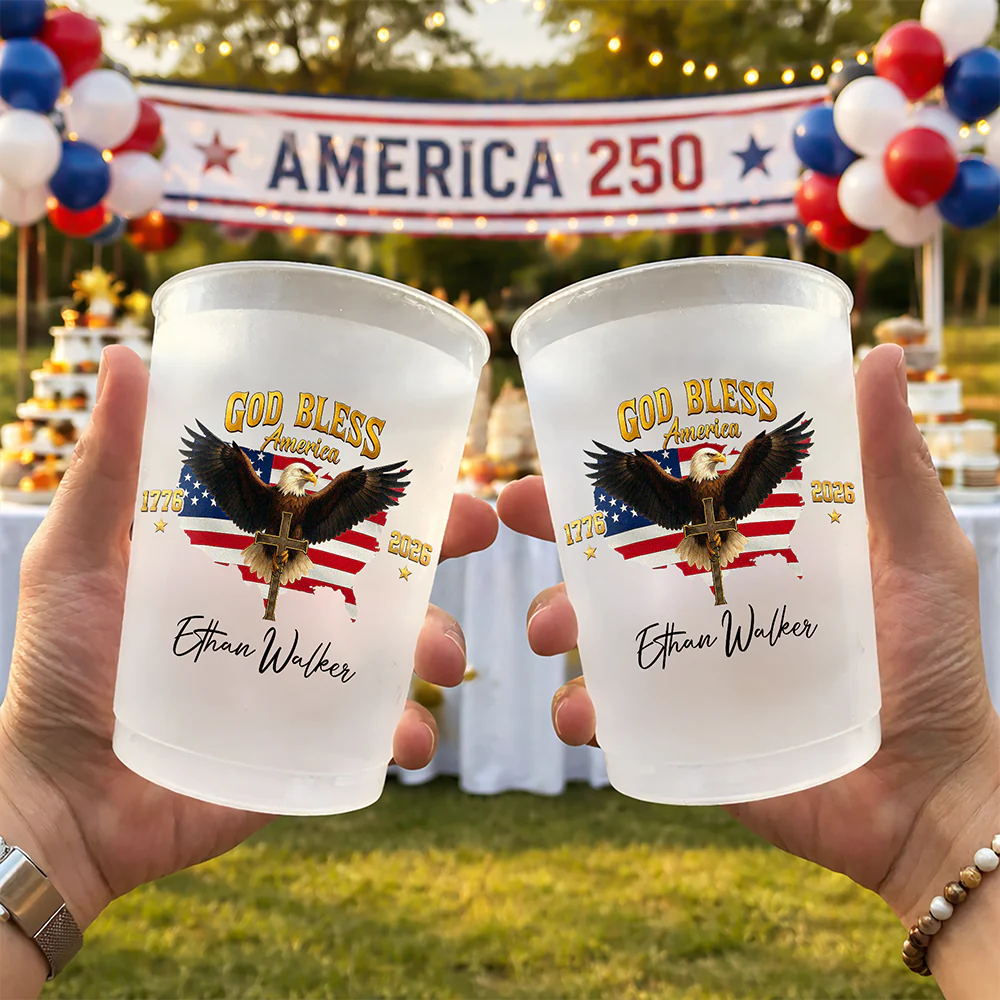 Custom Name God Bless America 1776-2026 250th Anniversary Eagle Cups For Party HO82 902260 - Image 2