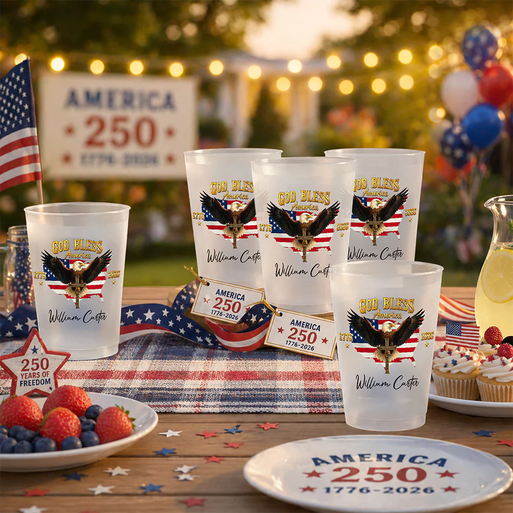 Custom Name God Bless America 1776-2026 250th Anniversary Eagle Cups For Party HO82 902260 - Image 3