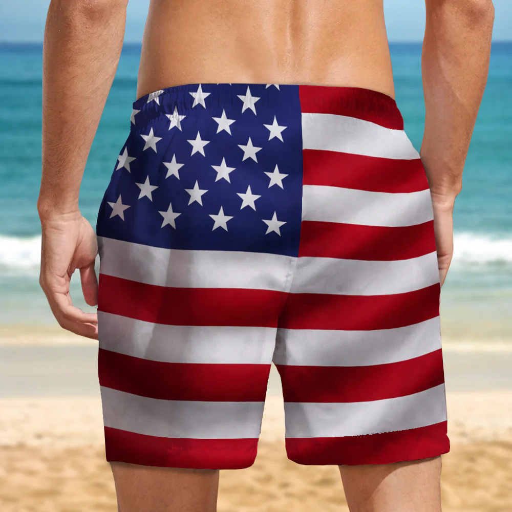 Custom Name God Bless America 1776 - 2026 Anniversary Patriotic Eagle Beach Short HO82 902166 - Image 3