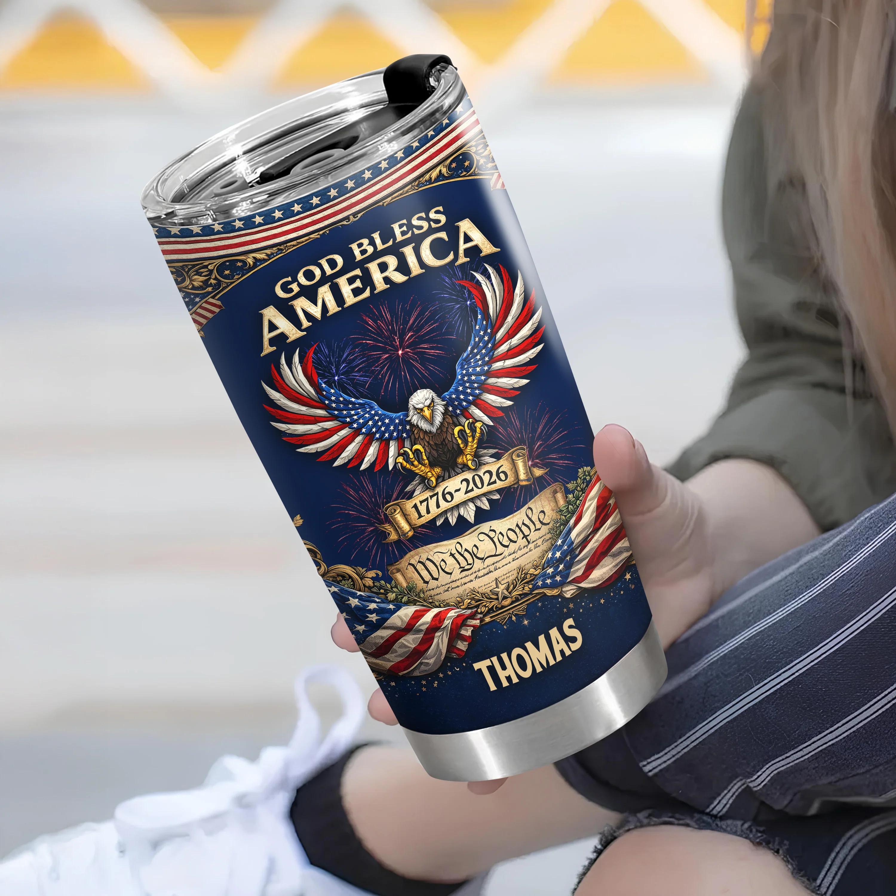 Custom Name God Bless America 1776 - 2026 Fat Tumbler LM32 899035 - Image 4