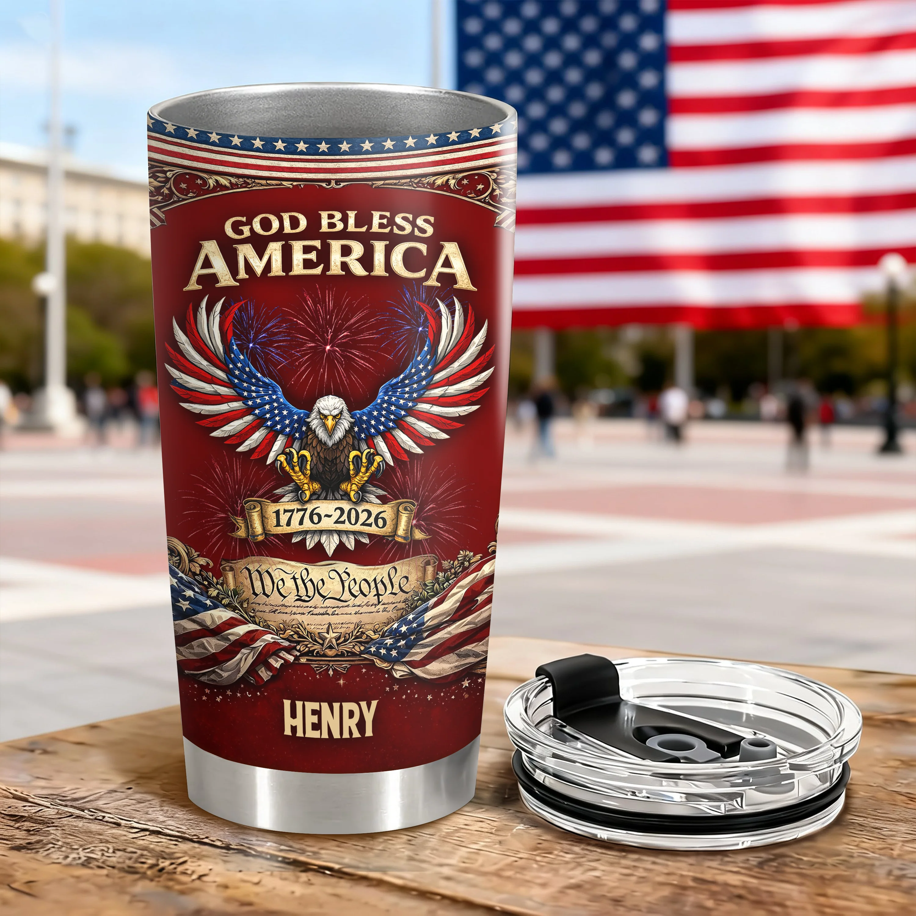 Custom Name God Bless America 1776 - 2026 Fat Tumbler LM32 899035 - Image 7