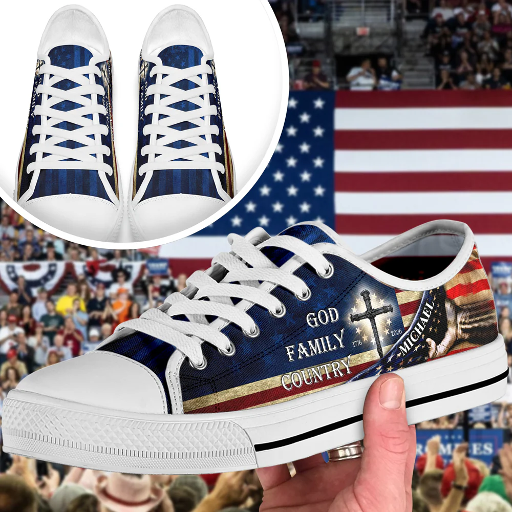 Custom Name God Family Country 250 Years of Blessing 1776 - 2026 Canvas Shoes HO82 902096 - Image 4